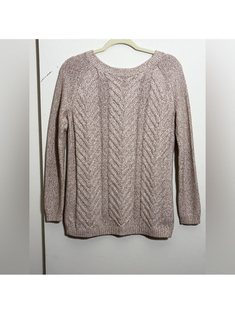 Talbots Marled Cable Knit Sweater Crewneck Long Sleeve Neutral Pullover Size XS
